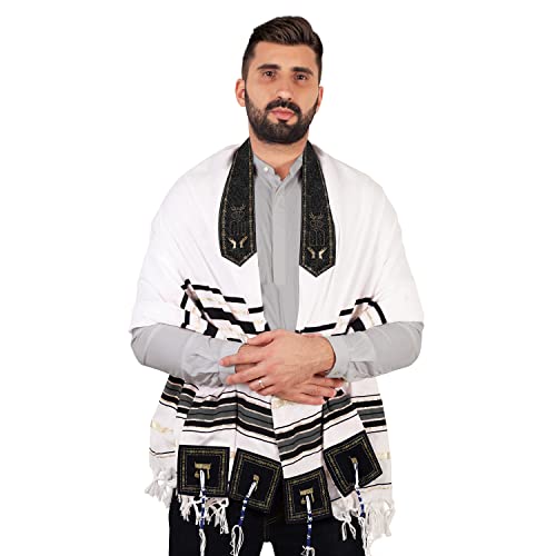 HalleluYAH Tallit Prayer Shawl from Israel - Lord’s Name Spelled on 4 Corners - XL 72x36 Inches3