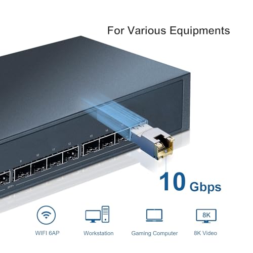 Transceptor QINIYEK 10GBase-T SFP+, transceptor de cobre 10G SFP+ RJ45, compatible con Ubiquiti UF-RJ45-10G, AXM765, Supermicro, Unifi, hasta 30 m