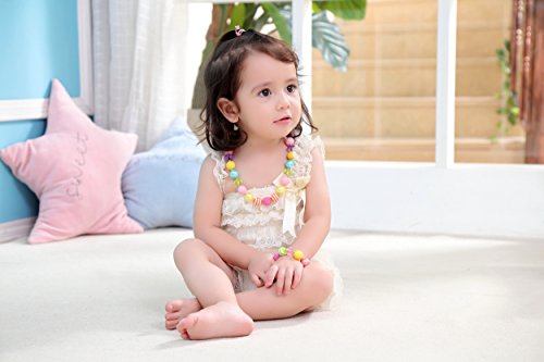 VCMART Rose Girls Cute Chunky Bubblegum Necklace and Bracelet Set Girls' Birthdays Day Gift Rainbow Amulet Teardrop Amethyst Pendants Necklace Bracelet2