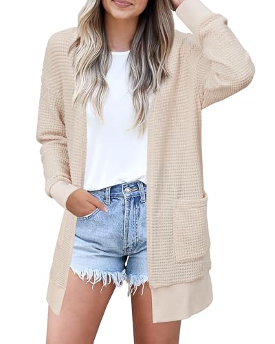 Image of STYLEWORD Women's Fashion Cardigan Sweater Lightweight Open Front Long Casual Beach Kimonos Outfits with Pockets