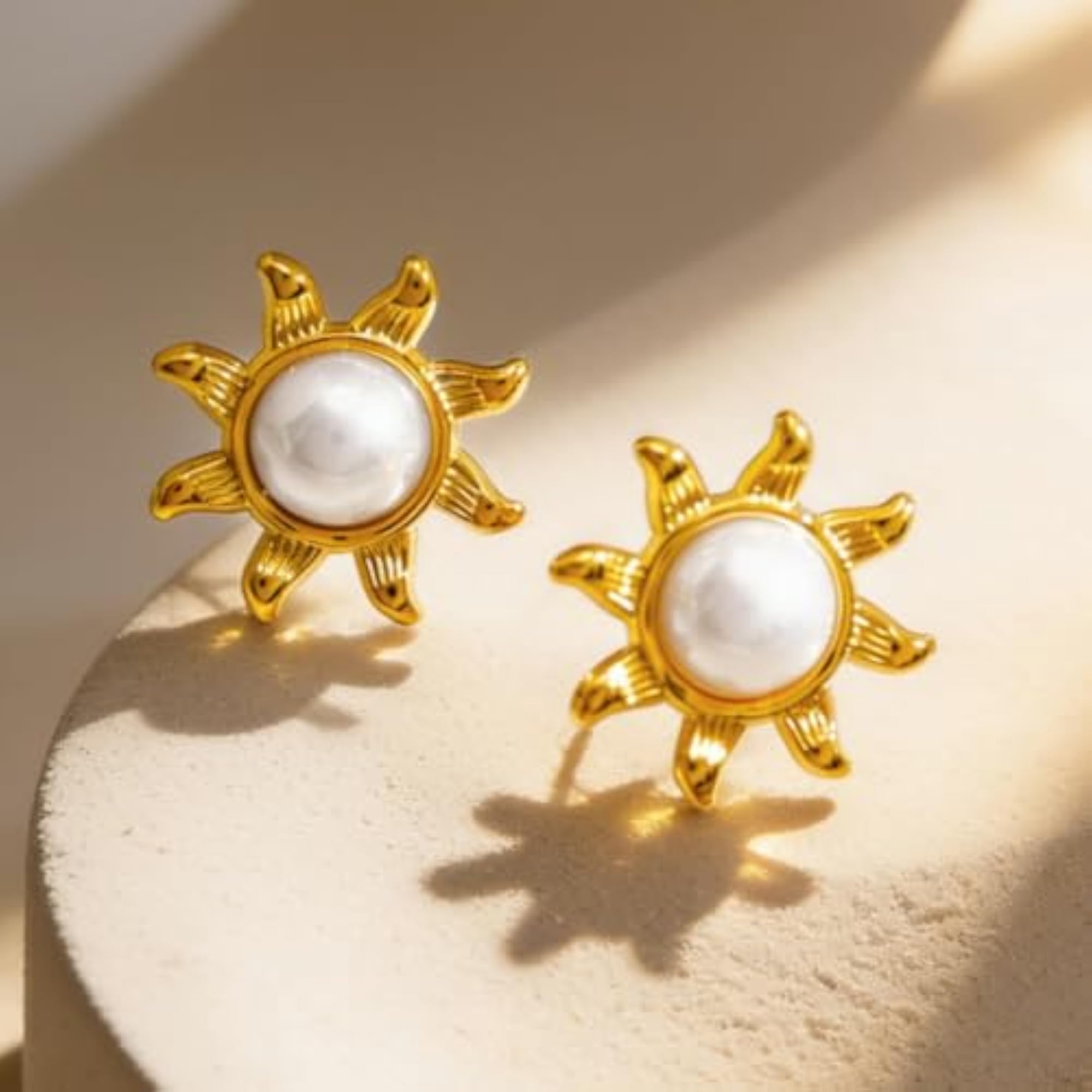 Women's Gold Crystal Sunburst Western Stud Earrings, Gift Idea