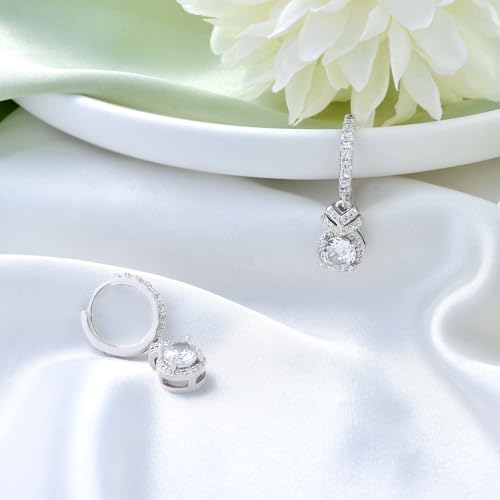 Small Classic Hoop Earrings with Dangle for Women Sterling Silver Waterdrop Earrings Hypoallergenic Cubic Zirconia Teardrop Loop Earrings with Dangling Charms Elegant Earrings Gifts for Her Mom Wife4