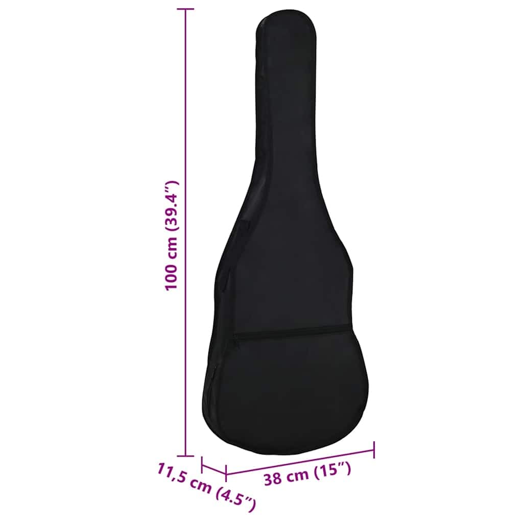 Housse pour guitare classique 4/4 39" Noir 100 x 37 cm en tissu avec fermeture éclair Bandoulière Poignée de transport et rembourrage pour rangement et transport