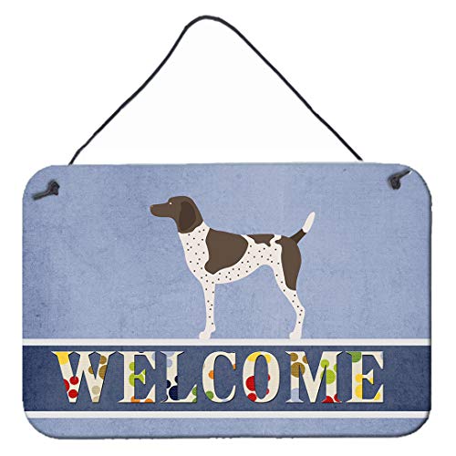 Image of Caroline's Treasures BB8283DS812 German Shorthaired Pointer Welcome Wall or Door Hanging Prints, Blue Aluminum Metal Sign Kitchen Wall Bar Bathroom Plaque Home Decor, 8x12, Multicolor
