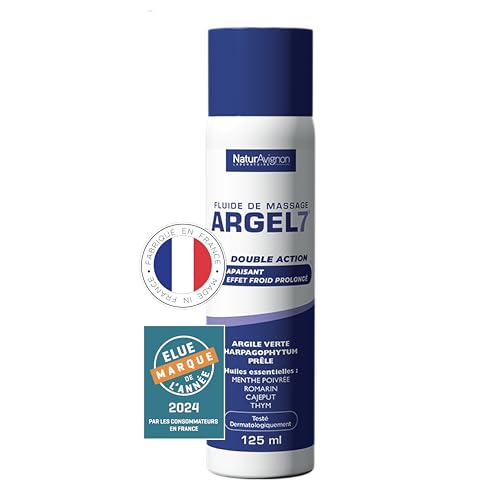 NaturAvignon Argel 7 gel de massage gênes articulaires et contracture musculaire | argile verte, harpagophytum | Creme massage genoux douleur dos | effet...