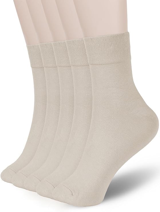 Image of Comfortable and breathable cotton women's ankle round neck socks (US, Numeric, 6, 10, Regular, Regular, 1, khaki)