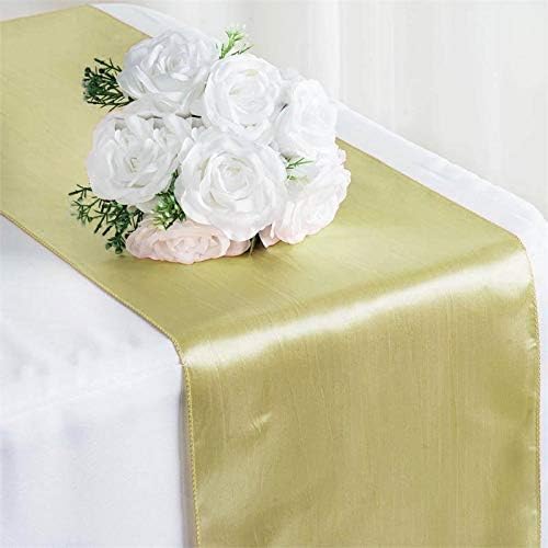 Tiger Chef 12-Pack Champagne (Deep Yellow) 12 x 108 inches Long Satin Table Runner for Wedding, Table Runners fit Rectangle and Round Table Decorations for Birthday Parties, Banquets, Graduations