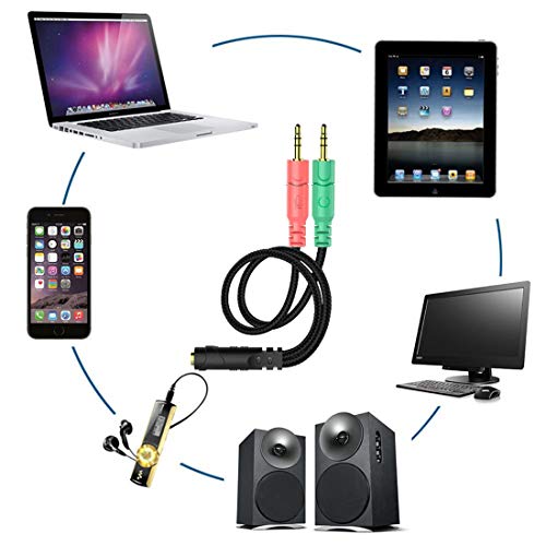 Image of ENVEL Headset and Microphone Splitter Cable for PC Audio Jack Headphones Adapter Convertors 3.5mm Female to Dual Male for Computer Simultaneously Y Splitter