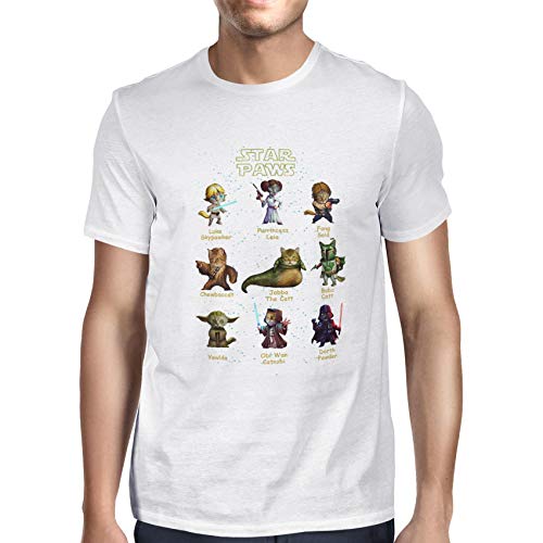 1Tee Mens Star Paws Cat T-Shirt White XXXXX-Large