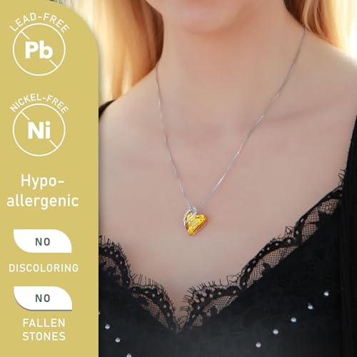 Image of Leafael Gift Necklaces for Women, Infinity Love Birthstone Heart Crystal Pendant, Birthday Anniversary Jewelry for Wife, Mom, and Her, Silver Plated, 18 inch + 2 inch Adjustable Chain