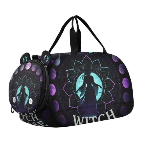 Bolsa de lona Witchy Moon multifuncional con compartimento separado para zapatos y deportes de playa