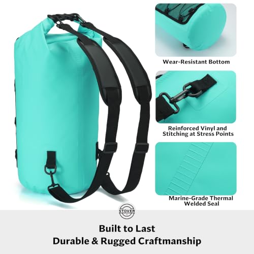 Image of 5 /10 /25 /30 /40L Waterproof Dry Bag & Phone Case - Large Floating Dry Backpack for Kayaking, Travel, Hiking, Fishing, Camping, Motorcycles & Beach, Heavy-Duty Roll Top Men /Women (Teal)
