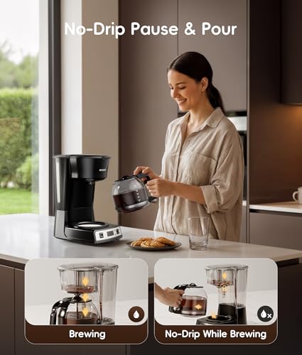 Image of ecozy 12-Cup Drip Coffee Maker with Electric Coffee Grinder Combos, Programmable Coffee Machine with Washable Basket Filter, Auto Shutoff Function, No Drip Pause & Pour, Brezzano DuoSet