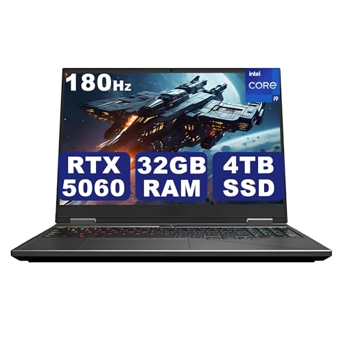 Image of 24 Cores 14th Gen Intel Core i9-14900HX Gaming Laptop, 32GB DDR5 RAM, 4TB PCIe4 NVMe SSD, GeForce RTX 5060 8GB GDDR7 GPU, 16 inch Ultra HD Display 16:10 2.5K 180Hz, Wi-Fi 6, RGB Backlit, Win11 Pro