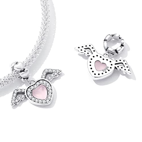 Colgante de plata de ley 925 de alas de amor, el regalo de joyería para mujer 6