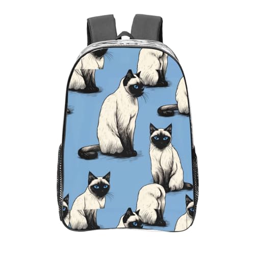 Fun cat Print Work Travel Stadium Events Transparent Backpack PVC Clear Bag Large Side Pockets