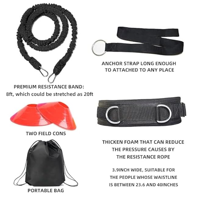 Speed Training Equipment, Resistance Bungee Band Multi-Sport Exercise Set Improve Focus Explosive Agility Power Strength Vertical Jumping Basketball Tennis Football Volleyball