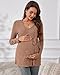 Ficerd Women's Maternity Shirts, Long Sleeve Pregnancy Tops Casual V Neck Brushed Ribbed Knit Tunic Blouses Pregnant Clothes(Khaki,X-Large)