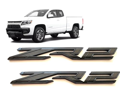 Image of 2Pcs Rear Tailgate ZR2 Emblems Truck Badge Sticker Compatible with 2019+ Colorado 1500 (Matte Black)