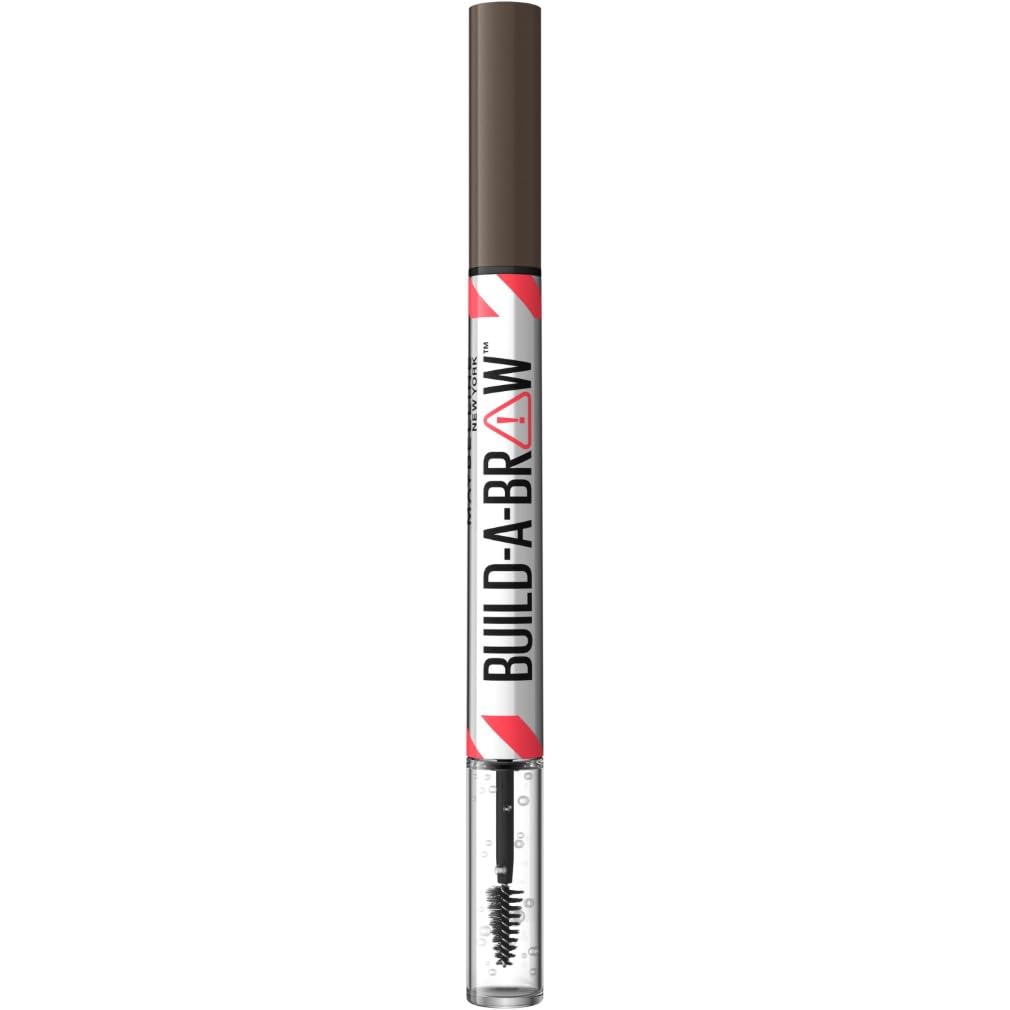 New York, Build A Brow: 2 in 1 Brow Pen + Sealing Gel, Real-looking, Fuller Brows, Waterproof, Sweat- & Smudge-resistant, 24H Wear, Vegan Formula, Shade 262: Black Brown