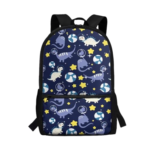 CLOHOMIN Mochila infantil para escola para meninas e meninos, bolsa de livros para crianças com bolsos laterais de malha, Dinossauro