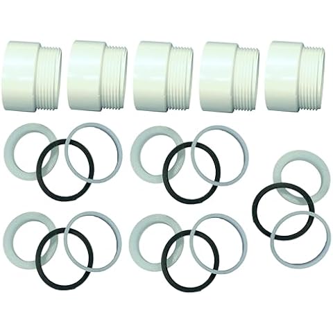 5-PACK 1-1/2" PVC Male x Hub Tubular Drain Trap Adapter with 1-1/2" x 1-1/4" and 1-1/2 SJ poly washer and TUUBER 1-1/2-in TPE flexible washer (5-PACK, 5, Pack) Cover