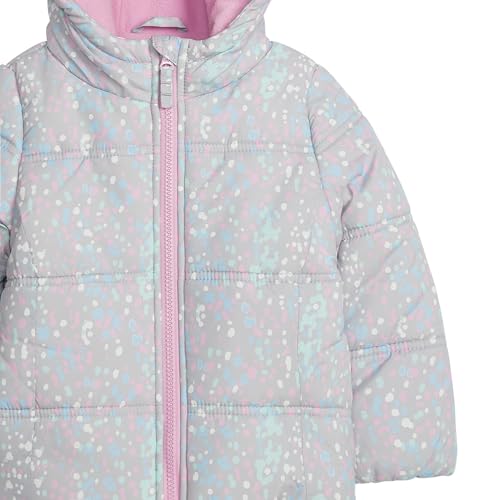 Image of LONDON FOG Girls' Heavyweight Quilted Puffer Jacket with Fleece Beanie