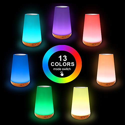 Table Lamp Touch Night Light - Portable Sensor Remote Control Bedside Lamps With Quick Rechargeable Usb Dimmable Warm White Light 13 Colors Rgb Table Lamp For Bedroom Living Room Office (White) #TOP3