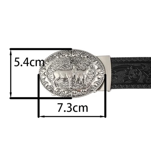 Mens Business Dress Belts, Automatic Buckle Ratchet Belts for Men, 3.5Cm Embossing Leather Belt Western Cowboy Belts2