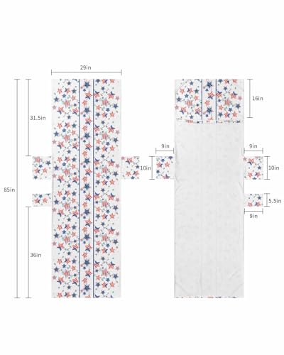 4th of July Beach Lounge Chair Towel Cover, Soft Chaise Lounge Towel with Side Pockets Patio Pool Chairs Cover for Beach/Pool Sunbathing 29x85 Blue Red Star Independence Day