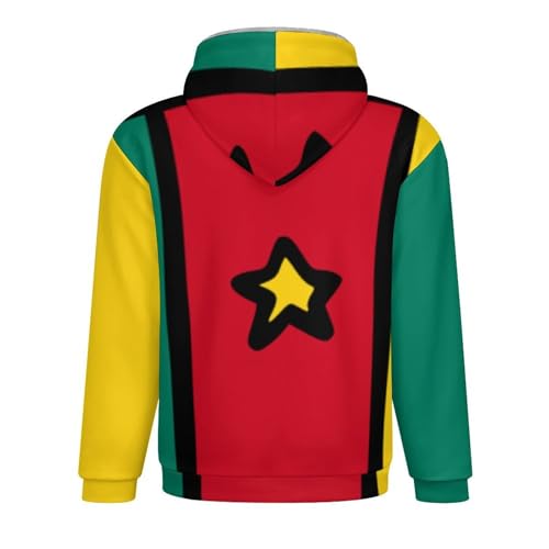 Sweat à capuche homme zippé oversize en polaire épaisse imprimé drapeau Cameroun de qualité - 5