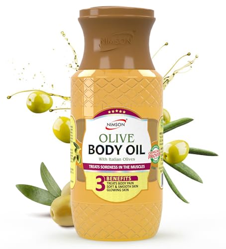 Nimson Olive Body Oil 500ml | Deep Moisturization & Soothing Relief | Hydrating Formula with Italian Olives | For Dry Skin & Radiant Glow | Ethically Sourced