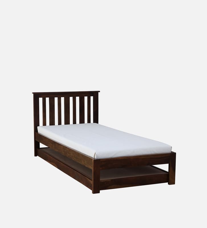 Image of Trundle Bed Single Seater Bed |Sheesham Wood, Walnut |Mattress Size: 36 x 78 Inches |Palang for Bedroom or Hotel Furniture Ideal for Home Decor | DIY-Assembly
