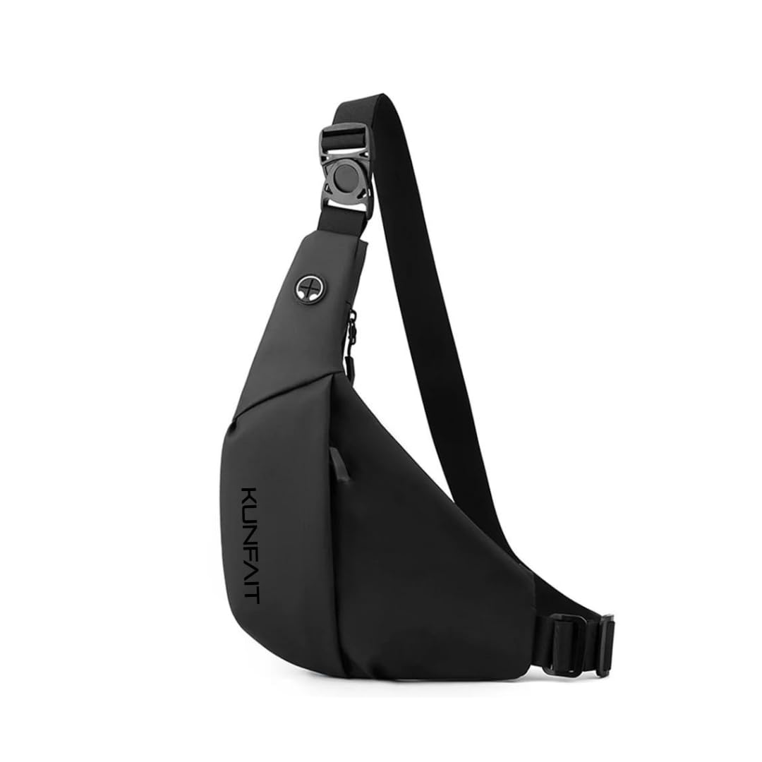 kunfait Waterproof Unisex Crossbody Waist Bag Fanny Pack for Men & Women Half Moon Boomerang Style Sling Bags Side Shoulder Chest Bag Belt Pouch for Travel Sports Anti-Theft Mobile (REDESIGNED)-picture-15
