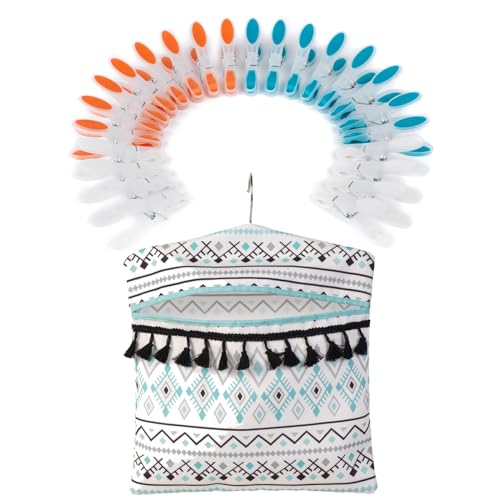 Home Accessories 24 Clothes Pegs Set Bag with Hanger (Material: Plastic)