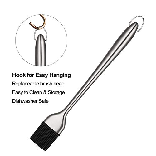 VOXLOVA Basting Brush Set - 12 & 8 Inch Premium 304 Stainless Steel Handles Silicone Bristles Pastry Brush with Replaceable Brush Heads, Cooking Baking BBQ Grill Pastry Brush - Thumbnail 5
