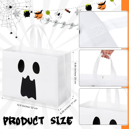 Lincia 48 Pcs Halloween Non Woven Gift Bags 12.6 x 9.84 Inch Reusable Bags Bulk Halloween Ghost Goodie Treat Bags with Handles for Halloween Party Favors - Thumbnail 3