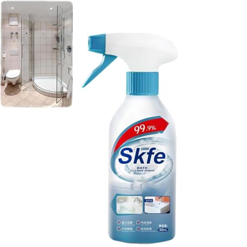 Skfe Spray limpiador de baño, limpiador de manchas difíciles, spray de limpieza multiusos para baño, potente spray de limpieza de baño para inodoro, bañera, superficie de porcelana