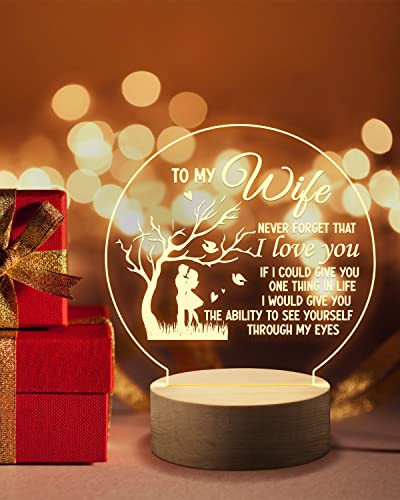Kaayee Wife Gifts From Husband, Engraved Night Light Gifts For Wife, Romantic Anniversary Birthday Gifts For Wife From Husband, Personalized Wife Bedside Light Gifts For Engagement Wedding #TOP5