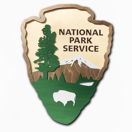 Wooden National Park Service Badge Sign, Wooden Nature & Camping Wall Decor, Nature-Inspired Home Decor, Gift for Natural Lover