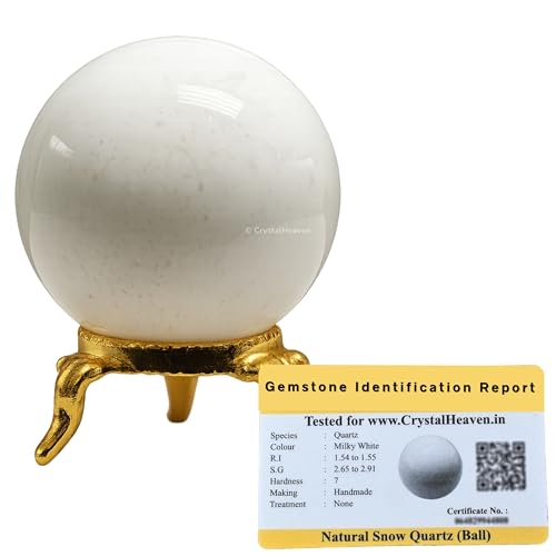 Image of Certified Snow Quartz Crystal Ball for Meditation - Premium Crystal Vastu Items for Home and Feng Shui Items for Good Luck - Ideal for Pooja Supplies and Spiritual Practices (2 inch Inch)