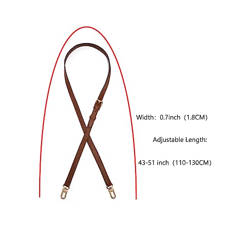 Image of Full Grain Leather Adjustable Replacement Strap Cross Body Bag Purse,1.8 CM Width 18 Colors (Brown)