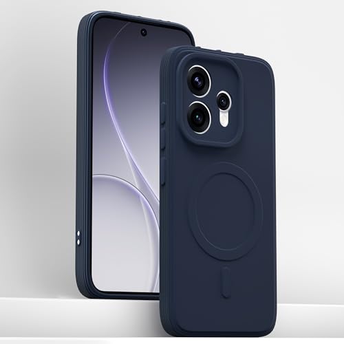 Image of Outlouders Back Cover for Oppo Reno 15 5G Soft Matte Silicone Cover with Slim Fit | Mag-Safe Logo (Not Mag-Safe Compatible) | Shockproof | Camera Protection Bumper Case (Blue)