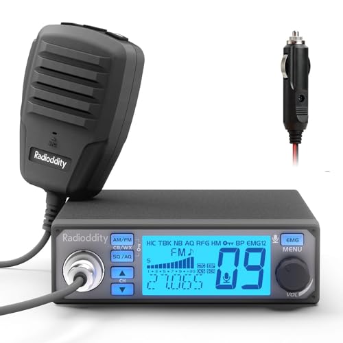 Radioddity CB-500 CB Radio Mobile Transceiver with Noise Reduction, AM FM, 4W Power Output, Instant Emergency Channel 9/19, Support PA System, and 7 Color Backlit Display, for Truckers