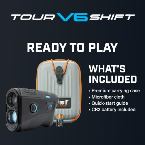 Image of Bushnell Golf Tour V6 Shift Laser Rangefinder with Slope Compensation, 1300-Yard Range, Flag Lock Vibration, Magnetic Cart Mount, 6X Magnification, Waterproof - Tournament Legal
