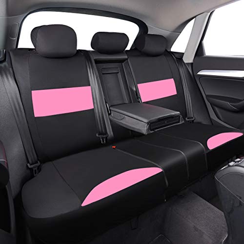 CAR PASS Leather & Gaberdine Butterfly Inspiration Car Seat Covers, Pink Car Seat Covers Full Set for Women Cute Girl, Airbag Compatible, Universal Fit for Vehicles,Cars,Suvs,Vans (Black and Pink)