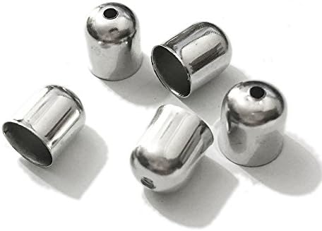 50pcs Tassel Caps Charms Crimps End Beads Caps Leather Cords Buckle Tip (12x12mm, Rhodium Plated)