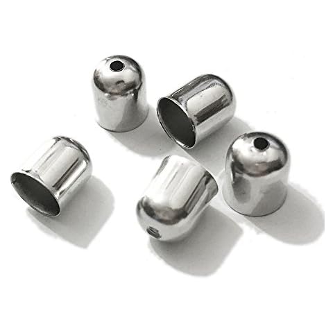 50pcs Tassel Caps Charms Crimps End Beads Caps Leather Cords Buckle Tip (12x12mm, Rhodium Plated) Cover