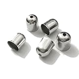 50pcs Tassel Caps Charms Crimps End Beads Caps Leather Cords Buckle Tip (12x12mm, Rhodium Plated)