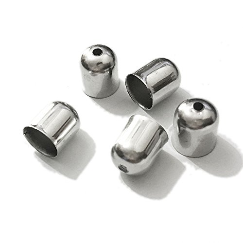 50Pcs Tassel Caps Charms Crimps End Beads Caps Leather Cords Buckle Tip (12X12Mm, Rhodium Plated) #TOP3